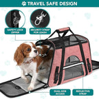PetAmi Airline Approved Pet Carrier for Cats & Small Dogs, Soft Sided TSA Travel Carrier Bag with Sherpa Bed, Breathable Mesh Ventilation, Collapsible Bowl, Up to 18 lbs, Large Heather White Red