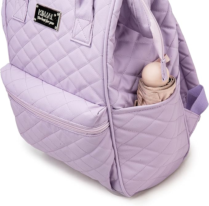 Kinmac Wide Open Style Laptop Backpack Travel Outdoor Backpack For Laptop Up to 15.6 Inch(Purple Embroidery)