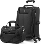 Travelpro Maxlite 5 Softside 2pc Set Expandable Carry On Luggage with 4 Spinner Wheels/Soft Underseat Tote, Lightweight Suitcase, Men and Women, Black