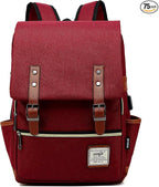 Mancio Slim Vintage Laptop Backpack For women,Men For Travel, College, Dayparks, Fits up to 15.6Inch Notebook(Red)