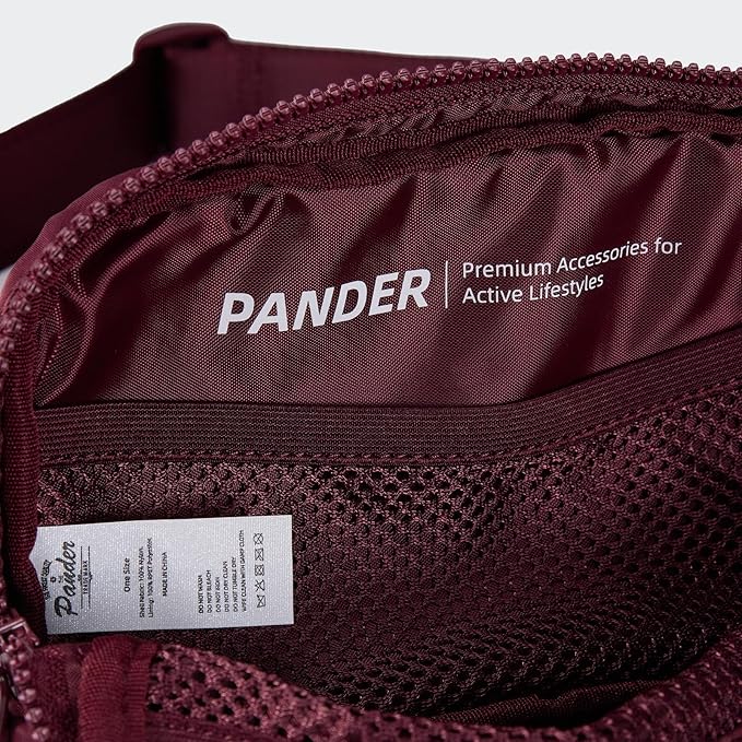 Pander Two Way Zipper Fanny Pack Nylon Everywhere Belt Bag for Women, Water Repellent Waist Packs, Crossbody Bags with Adjustable Strap (Red Merlot).