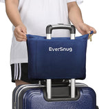 EverSnug Travel Friendly Blanket and Pillow Bundle – Airplane Travel Accessories with Soft Bag Pillowcase for Women & Kids, Hand Luggage Sleeve and Backpack Clip | Color Includes Navy Blue & Grey