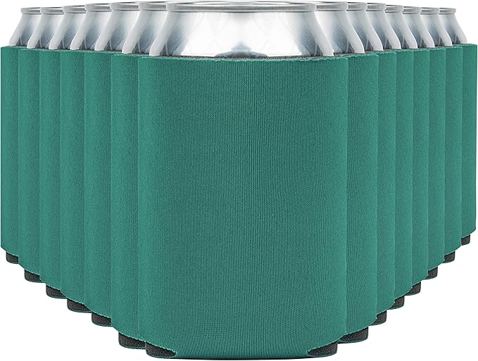 Blank Beer Can Coolers Sleeves (30-Pack) Soft Insulated Beer Can Coolies - HTV Friendly Plain Koolies in Bulk for Beer Cans & Bottles - Coolie Blanks for Vinyl Projects & Wedding Favors (Teal)