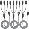 Xnewcable Multi Charging Cable 4ft 3Pack 3 in 1 Charger Cord, Multiple Rapid Nylon Braided Cable USB Charging Cable Multi Phone Charger Cord with Type C Micro Lightning USB Connectors for Cell Phones