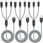 Xnewcable Multi Charging Cable 4ft 3Pack 3 in 1 Charger Cord, Multiple Rapid Nylon Braided Cable USB Charging Cable Multi Phone Charger Cord with Type C Micro Lightning USB Connectors for Cell Phones