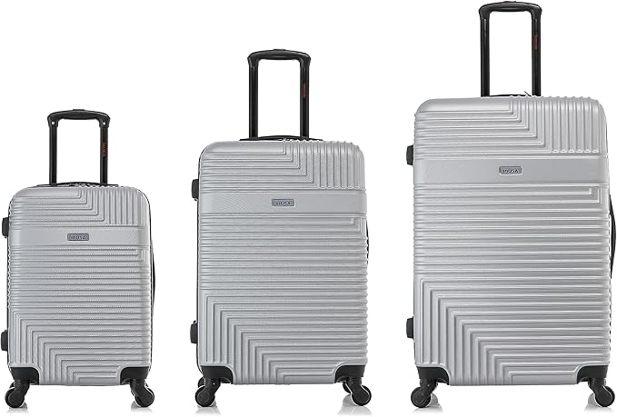 InUSA RESILIENCE Luggage with Spinner Wheels | Spacious Durable Lightweight Hardshell Suitcase, Travel Sets with Handle and Trolley | (20/24/28) 3 Piece Luggage Set | Silver