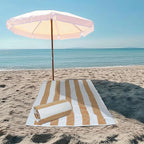 COTTON CRAFT Oversized Beach Towels - 2 Pack XXL 35x84 - The Big Kahuna 7 Foot Extra Large Beach Blanket Towel - Big & Tall - Huge 100% Cotton Velour Plush Soft Luxury Towel - Cabana Stripe Linen