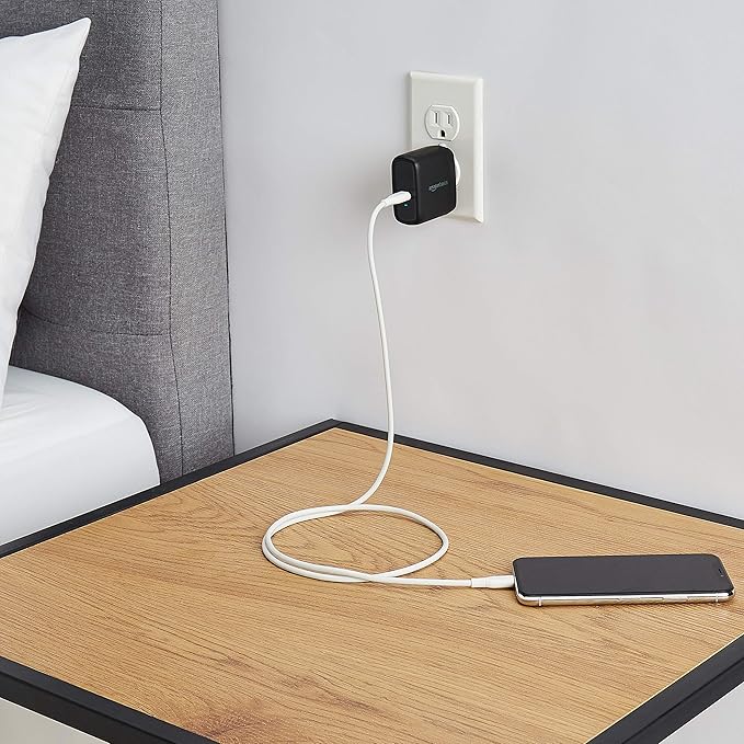 Amazon Basics 65W One-Port GaN USB-C Wall Charger with Power Delivery PD 3.0, Foldable Plug, Portable, Fast Charging for Laptops, Tablets & Phones, Black