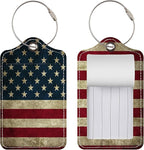 Luggage Tags for Suitcases, 2 Pack Cute PU Leather Suitcase Tag Identifiers TSA Approved with Stainless Steel Loop and Address Card for Baggage Tag for Travel Essentials Flag, by Chelmon
