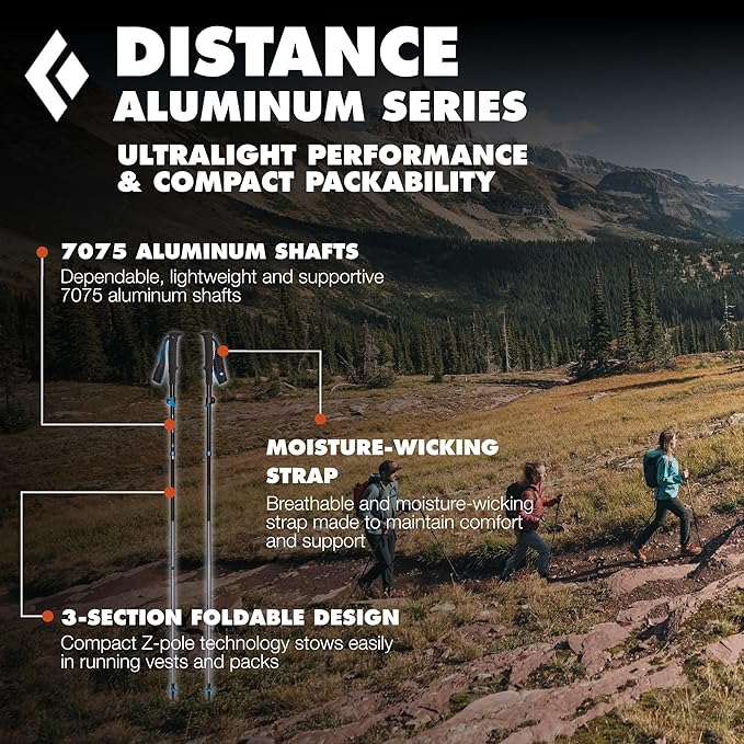 BLACK DIAMOND Distance Z Trekking Poles (Pair) | Ultralight | Foldable Z-Pole Design | Trail Running & Hiking Stability