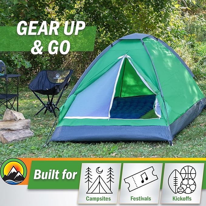 2 Person Outdoors Camping Tent with Rain Fly and Carrying Bag - Lightweight Outdoor Pop Up Tents for Camping Essentials, Music Festivals, Backpacking, Hiking, or Beach Shelter by Wakeman Outdoors