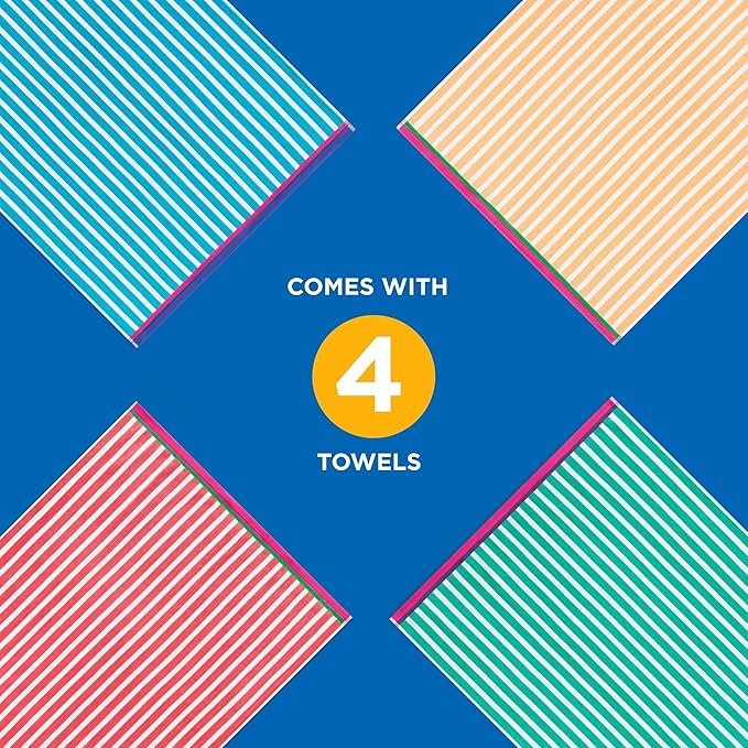 Kaufman - Colorful Racing Striped Beach & Pool Towel - Extra Large Beach Towel - Soft & Absorbent 100% Cotton Towels - Assorted Colors - 30" x 60" - 4 Pack