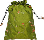 4pcs Embroidered Silk Flower Design Jacquard Travel Bag, Lingerie Bags Underwear Bags Laundry Bags Shoe Bags for Travel Storage for Men Women Washable Cloth Shoe Bags