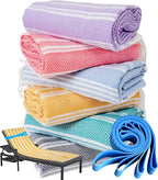 Genovega 6 Packs Oversized Turkish Beach Towel Thin Quick Dry Sand Free Pool Swim Towels Large XL Adult Clearance Blanket Travel Vacation Accessories Essentials Rhombus