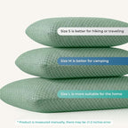Travel Pillow Memory Foam Pillows, Camping Pillow-Compressible Medium Firm, Breathable Cover, Ideal Backpacking Hiking, Bed Pillows, Airplane and Car (Green, M)