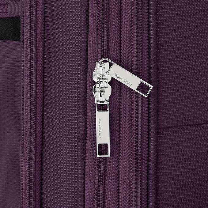 Samsonite Carry-On Soft-Sided Expandable 21-Inch Element Suitcase: Airline Approved for Most Major Airlines, Durable, 360° Spinner Wheels, Adjustable Handle, 2 Front & Side Pocket- Purple