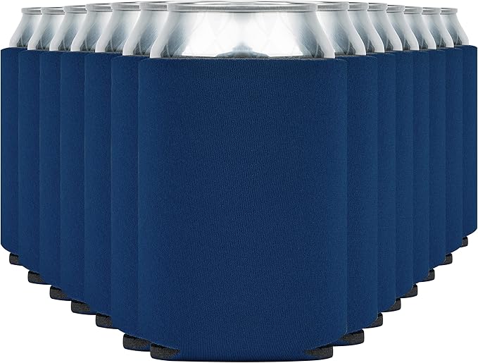 Blank Beer Can Cooler Sleeves (110-Pack) - Soft Insulated Coolies, HTV Friendly Koolies in Bulk for Cans & Bottles - Coolie Blanks for Vinyl Projects & Wedding Favors (Royal Blue)