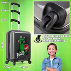 Minecraft Suitcase for Kids Teens Creeper Hard Shell Luggage Rolling Suitcase 4 Wheels Travel Essentials Vacations Trips (Medium Grey, 19.29” - 30L)