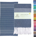 WETCAT Turkish Beach Towel Oversized (38"x71") 100% Turkish Cotton, Made in Turkey - Sand Free, Extra Large, Ultra Soft, Quick Drying, Compact & Lightweight for Travel - Dark Blue