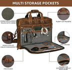 LEATHER VILLAGE 16" Leather Laptop Messenger Briefcase Bag for Men-Leather Satchel for Travel and Office Shoulder Bag- Sun Tan Brown
