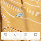 WETCAT Turkish Beach Towel Oversized (38"x71") 100% Turkish Cotton, Made in Turkey - Sand Free, Extra Large, Ultra Soft, Quick Drying, Compact & Lightweight for Travel - Honey Gold