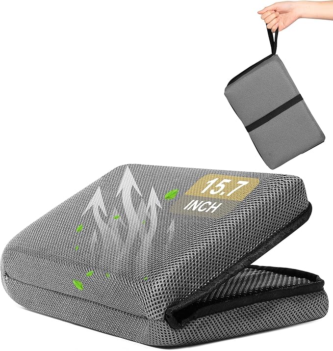 FASTMOMENT Airplane Seat Cushion Portable Travel Cushion for Comfort Foldable Stadium Pad with Breathable Fabric Seat Pad Perfect for Long Flights, Office, Bleacher, Camping