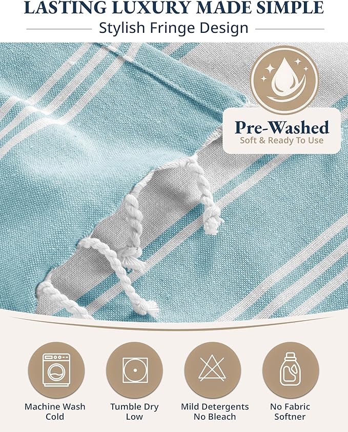 LANE LINEN Beach Towel 2 Pack, Oversized Beach Towel 39"x71", Lightweight Beach Essentials for Women, Large Pool Towel, Absorbent & Quick Dry, Sand Free Beach Towel - Aqua