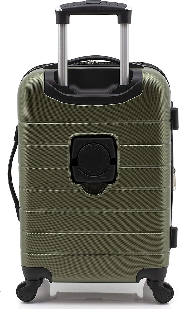 Wrangler Smart Spinner Hardside Luggage, 22-Inch Carry-On, Olive Green