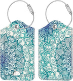 Fintie Luggage Tags, Privacy Cover ID Label with Stainless Steel Loop and Address Card for Travel Bag Suitcase, Emerald Illusions (2 Piece)