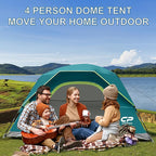 CAMPROS CP Camping Tent 2/4/6 Person, Waterproof Windproof Double Layer Dome Tent, Easy Setup with Large Mesh Windows & Wide Door for Outdoor Camping Backyard
