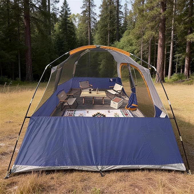 CAMPROS CP Upgraded 6/8 Person Camping Tents, Waterproof Windproof Family Tent with Larger Mesh Windows & Door, Double Layer, Easy Set Up, All-Season Dome Tent with Top Rainfly & Carry Bag