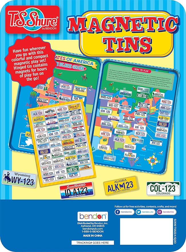 TS Shure by Bendon License Plate Games Magnetic Activity Tin with Foam Magnet Sheet 50519