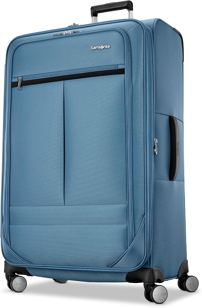 Samsonite 3-PC Soft-Sided 21/25/29” (Carry-On, Medium, Large Checked), Lightweight Expandable Element Luggage Set: 2 Front & Side Pocket, Four Spinner Wheels, Adjustable Handle, Durable- Captains Blue
