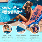 Nova Blue Lobster Beach Towel (34 X 63) - Solid Color Beach Towel Made from 100% Cotton – Coral Stripe Large Beach Towels with Tropical Design – Extra Large, XL Beach Blanket