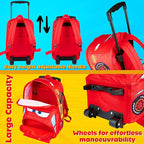 Disney Cars Lightning McQueen Carry-On Luggage with Wheels & Telescopic Handle for Kids 17”– 18.5L, Lightweight Travel Bag for Boys & Girls, Trips & Vacation Gifts