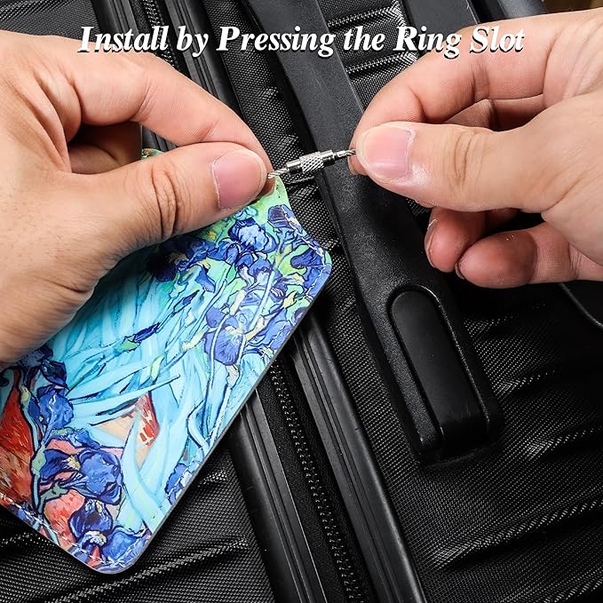 Luggage Tags for Suitcases, 2 Pack Cute PU Leather Luggage Tag TSA Approved with Stainless Steel Loop and Address Card Baggage Tag for Travel&Cruise Ships&Shipping Lrises, by Chelmon