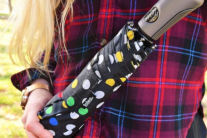 totes Portable Umbrella for Travel – Compact for Car, Backpack and Purse – Windproof, Strong, UV Sun Protection, Water-Repellant, Foldable On-the-Go Umbrella with Auto Open/Close