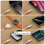 Multi Charging Cable for Apple Watch Charger 4ft, 4 in 1 Charging Cable Nylon Braided Lightning Type C USB Cord iWatch Wireless Charger Universal for Apple iPhone Android Phone and iWatch