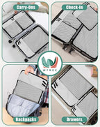 WTREE 4-Piece Packing Cubes Travel Accessories Set for Suitcases - Luggage Organizer Bags with Double Zipper - Mesh Top - Large - Beige