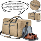 Vomgomfom 65L/85L/115L Foldable Travel Duffle Bag, Lightweight Checked Luggage with Shoe Compartment, Water-Resistant Weekender Overnight Bag for Men & Women