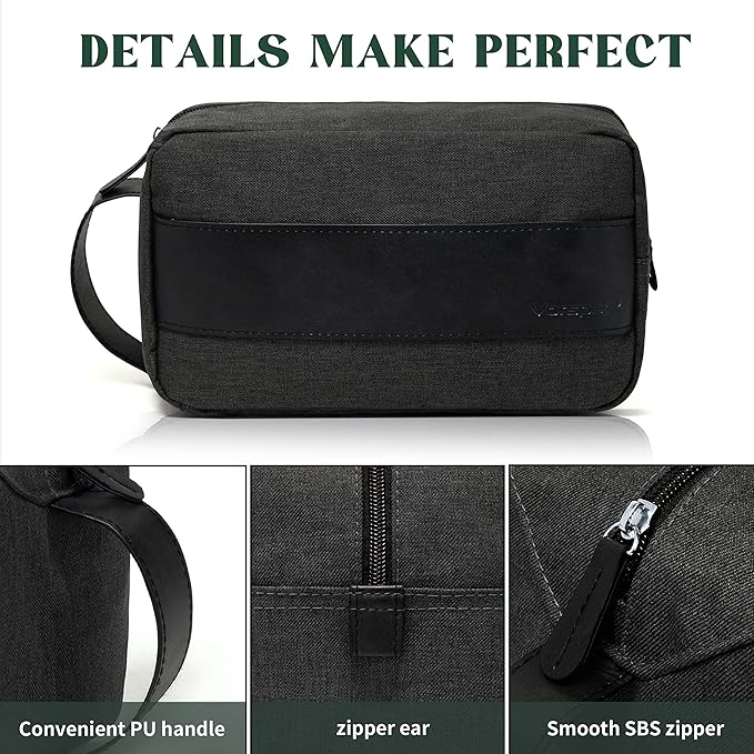 Vorspack Toiletry Bag for Men - Water Resistant Travel Bag for Toiletries, Bathroom Essentials, Travel Accessories, Gifts - Grey (Pack of 2)