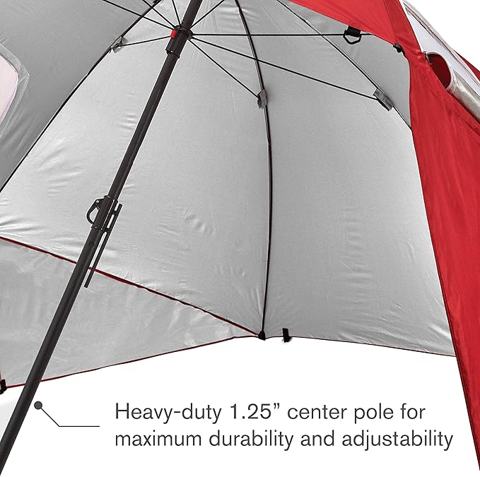 Sport-Brella Premiere UPF 50+ Umbrella Shelter with Patented Side Panels and Tilt Mechanism, Heavy-Duty 1.25 Inch Center Pole, Auger Anchor for Sand and Grass