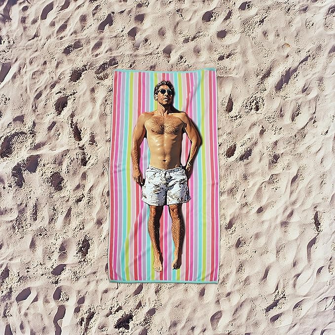 COTTON CRAFT Oversized Beach Towels - 2 Pack XXL 35x84 - The Big Kahuna 7 Foot Extra Large Beach Blanket Towel - Big & Tall - Huge 100% Cotton Velour Soft Pool Bath Luxury Towel - Pink Multi