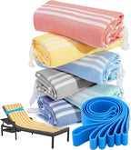 Genovega 6 Packs Turkish Beach Towel Pool Swim Towels Set Bulk Soft Extra Large Sand Free Quick Dry Thin Lightweight Travel Essentials Cruise Accessories Camping Must Haves Clearance Oversized Stripe