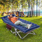 ABORON Camping Cot for Adult 28" Extra Wide, Heavy-Duty 1200D Oxford Cot for Sleeping, Portable Folding Camp Bed with Mat & Carry Bag