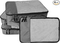 WTREE 4-Piece Packing Cubes Travel Accessories Set for Suitcases - Luggage Organizer Bags with Double Zipper - Mesh Top - Large - Dark Grey
