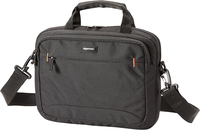 Amazon Basics 11.6 inch Laptop Bag with Shoulder Strap and Handle, Briefcase with Large Capacity Compartments for Tablets and Accessories, Black, 1-Pack