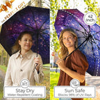 TUMELLA Strongest Windproof Travel Umbrella (Compact, Superior & Beautiful), Small, Wind-Tested, Light & Portable, Automatic Folding Rain Umbrella, Durable Premium Grip, Fits Car and Backpack