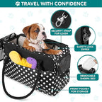 PetAmi Dog Purse Carrier for Small Dogs Cats, TSA Airline Approved Soft-Sided Pet Carrier with Pockets, Ventilated Travel Tote Bag with Bed & Shoulder Strap, Puppy Kitten, Max 12 lbs, Polka Dot Black