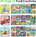 Timetome Reusable Water Painting Books for Kids – 3-Pack Magic Water Reveal Coloring Books with Water Pens (Fairy Tale, Animal & Dinosaur) No-Mess Coloring & Reusable Fun Travel Activity for Ages 3–6